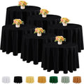 Fitable 6 Pack Black Round Tablecloths - 108 Inches in Diameter by Fitable