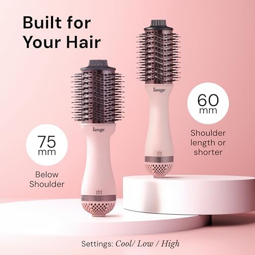 L'ANGE HAIR Le Volume 2-in-1 Titanium Blow Dryer Brush | Frizz Control Blowout Hair Dryer Brush for Drying and Styling | Volumizing Hot Air Styler for All Hairstyles | Oval Barrel | Blush - 75mm - Image 6