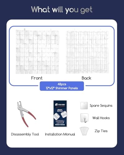 COKAOBE LiteGrid Series Shimmer Wall Backdrop - 48Pcs Mirror White - Image 2