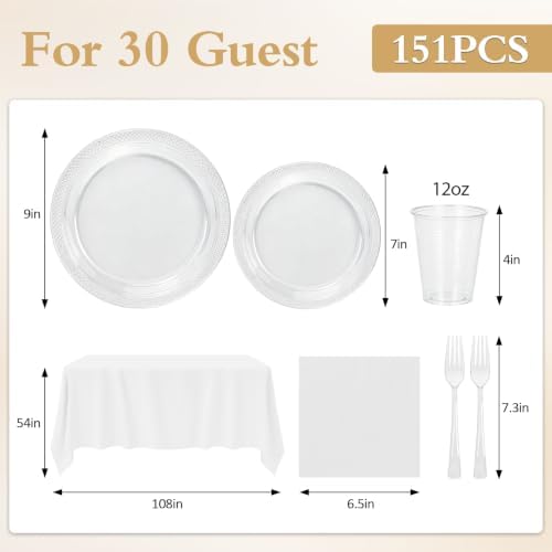 30Guests Clear Plastic Plates and Napkins Party Supplies for Birthday - Image 3