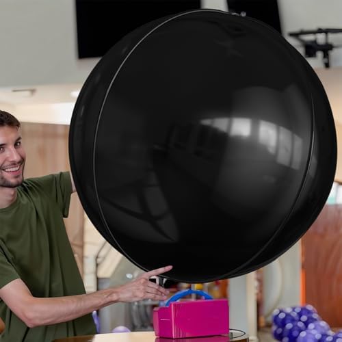 50 Inch Metallic Black Round Foil Balloons 3pcs Black Party Decor - Image 4