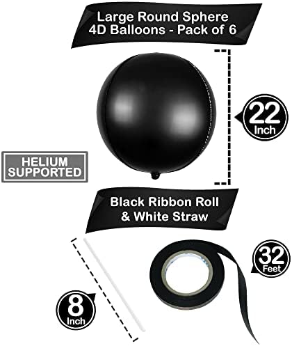 KatchOn Black Balloons - 22 Inch, Pack of 6, Black Foil Balloons, Birthday - Image 4