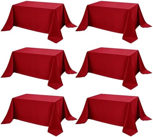 6-Pack Red Tablecloths for Rectangle Tables, 90 x 132 Inches by DailySet