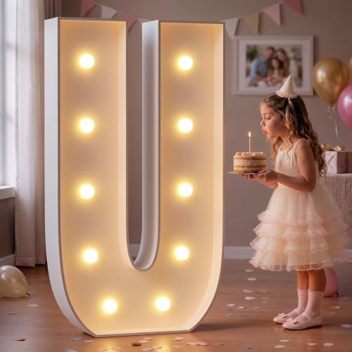 imprsv Large Marquee Letters, 4FT Light Up Letters U Sign for Party Decor by Letsmakeitimpressive