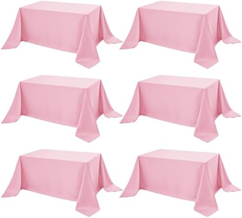 6-Pack Pink Tablecloths for Rectangle Tables, 90 x 156 Inches by DailySet