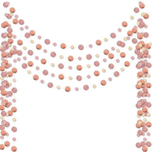 Outus 5 Pieces Rose Gold, Champagne Round Dots Garland Party Hanging Decor by Outus
