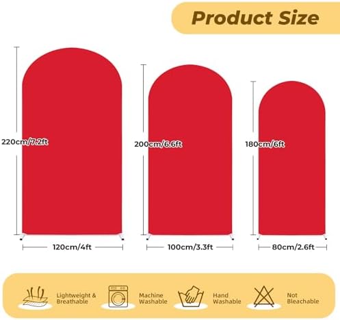 6 ft Arch Backdrop Cover Red - Double-Sided Spandex Arch Covers Stretchy Backdrop for Balloon Arches Birthday Party Baby Shower Banquet Wedding Photo Background - Image 2