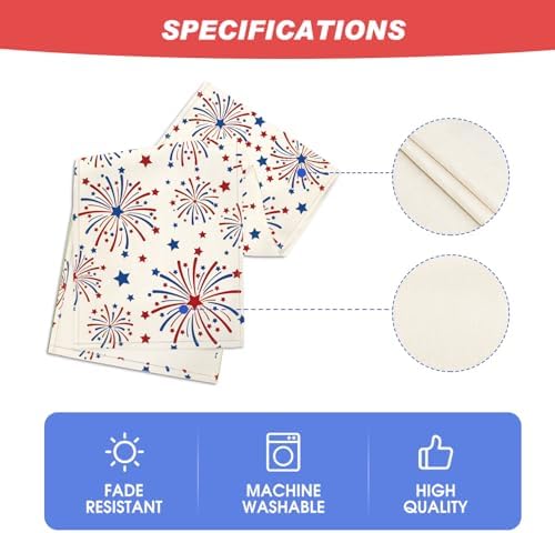 Artoid Mode Beige Fireworks Patriotic 210 GSM 4th of July Table Runner, Memorial Day Kitchen Dining Table Decoration for Home Party Decor 13x72 Inch - Image 5
