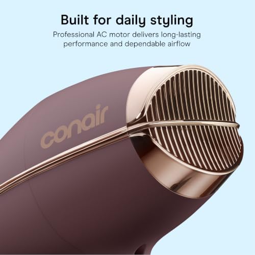 Conair Hair Dryer with Diffuser & Concentrator, 1875W AC Motor, Plum - Image 6
