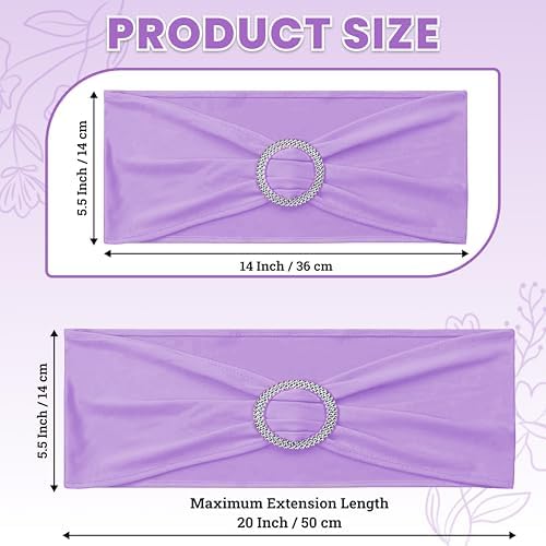 MDS Pack of 50 Spandex Chair Sashes for Wedding Party & Event – Lavender - Image 2