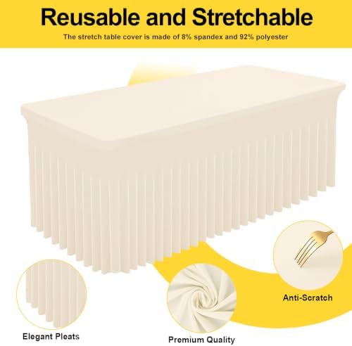 Smiry 2 Pack Spandex Elastic Fitted Table Cloth Skirt for 6FT Table - Image 2