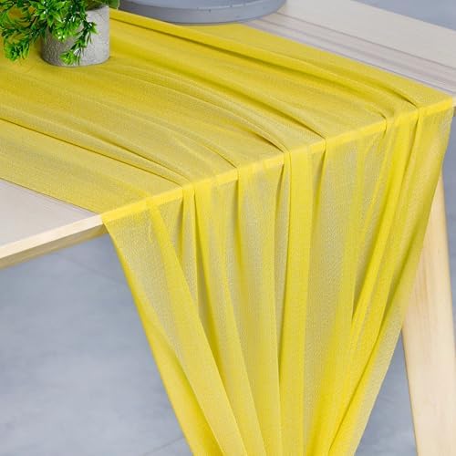Pack of 20 Chiffon Table Runners 29 x 120 Inch, 14FT Long - Yellow - Image 2