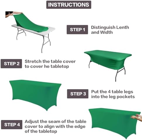 IVAPUPU 8FT Table Cloth for Rectangular Spandex Emerald Green Table Cover - Image 4