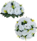 BLOSMON White Roses Artificial Flower for Home Decoration: 2 Pcs, Reusable by Blosmon