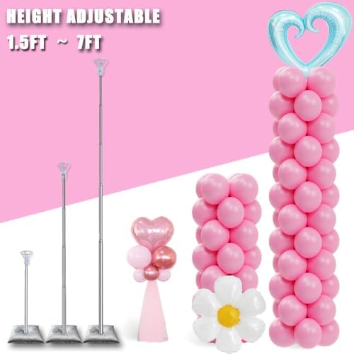 DECOJOY Balloon Column Stand Set of 2, Adjustable 7 Feet Ballon Arch Stands with Bases for Floor, Tall Baloon Tower Pillar Assembly Kit for Halloween, Birthday, Party Decorations - Image 3