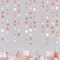 Champagne Gold Dusty Pink Decorations Circle Dots Garland Gold Pink Nude Neutral Cream White Boho Hanging Polka Dot Streamer for Bridal Shower Birthday Wedding Engagement Party Supplies by pinkblume