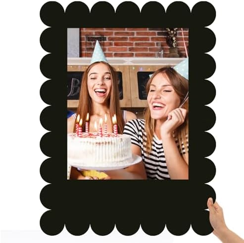 Beeveer 32 x 24 in Large Photo Booth Selfie Frame Props, Black Scalloped by Beeveer
