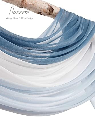 Floroom Wedding Arch Draping Fabric 3 Panels 20Ft Chiffon Fabric Drapes Arbor Drapery Wedding Ceremony Reception Swag Decorations (Dusty Blue +Powder Blue +White) - Image 4