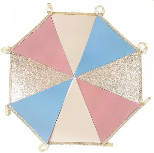 Dusty Rose Pink and Blue Beige Champagne Gold Party Decorations Pennant Banner Flag Hanging Paper Triangle Bunting for Retro Birthday Bridal Shower Wedding Engagement Party Decorations Supplies - Image 4