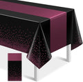 1Pcs Black and Maroon Tablecloth Party Decorations,Plastic Black Table Cloth Printed Maroon Table Runner Disposable Rectangle Table Cover for Birthday Wedding Graduation Anniversary Party,54x108Inch by MASHAN