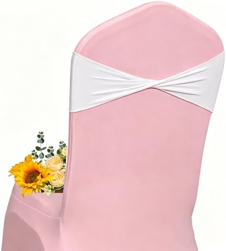 Spandex White Chair Sashes Bows 60 Pcs White Chair Sashes Elastic Chair Cover Bands Ties Without Buckle for Wedding Birthday Party Ceremoney Events Decoration by Unknown