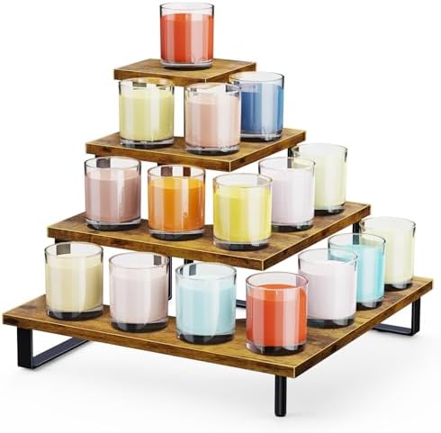 ELITEROO 4 Tier Riser Stand, Wooden Display Stands, Farmers Market Rack by ELITEROO
