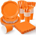 Orange Party Dinnerware Set, 175 Pcs Disposable Decagonal Paper Plates, Cups, Napkins and Plastic Cutlery, Serves 25 for Halloween, Thanksgiving and Fall Parties by Unknown