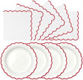 50 Pcs Red and White Paper Plates and Napkins, 7 Inch Disposable Scalloped Plates & Napkins Party Supplies Cake Dessert Plate Tableware for Baby Shower Bridal Shower Wedding Birthday by Unknown
