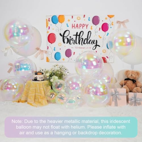 12PCS Iridescent Round Foil Balloons 22" 15" 10" Large Holographic Balloon - Image 6