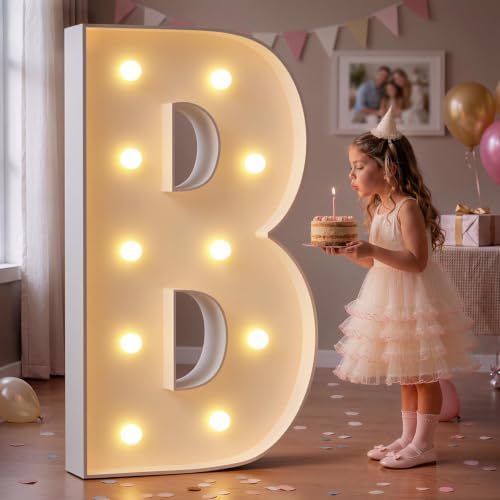 imprsv Marquee Light Up Letters, 4FT Marquee Letters Mosaic Letter for Balloons for Birthday Wedding Engagement Party Decor, Large Marquee Letters for Party Decoration Arch Kit Decorations Letter B by Letsmakeitimpressive