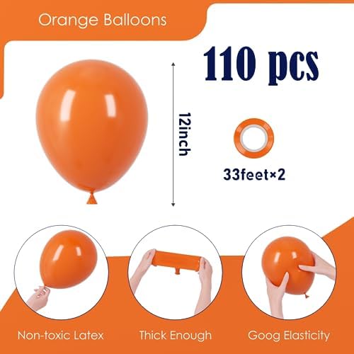Voircoloria 110pcs Orange Latex Party Balloons, 12inch - Image 2