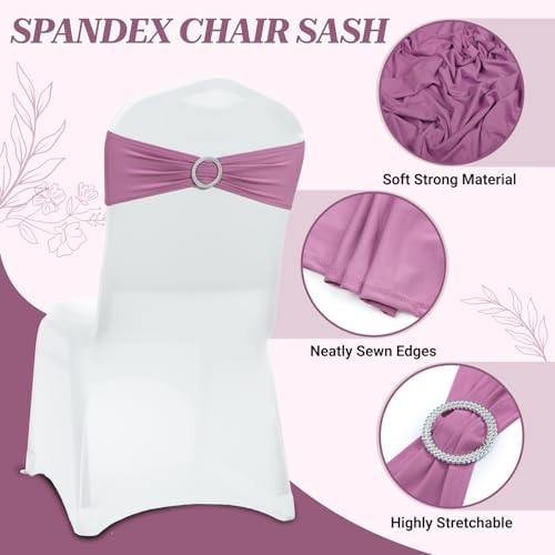 MDS Pack of 250 Spandex Chair Sashes for Wedding Party & Event – Dusty Pink - Image 3