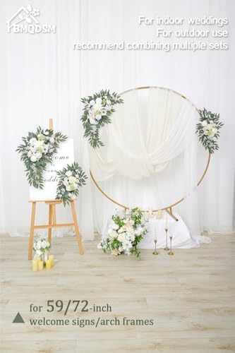 Artificial Wedding Arch Flowers Set of 2, Faux Floral Swag for Wedding Welcome Sign, Ceremony and Reception Backdrop Decoration (White) - Image 5