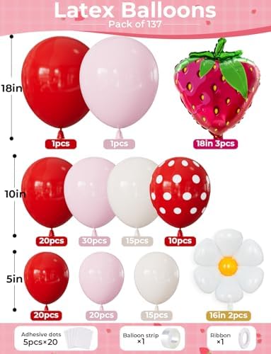 Strawberry Balloon Arch Garland Kit, Berry First Birthday Decor - Image 2