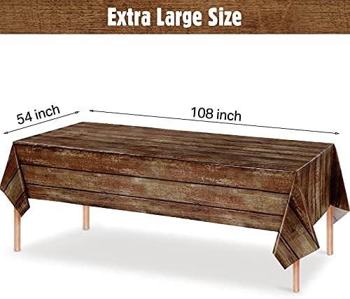 Irenare 8 Pcs Brown Wood Grain Western Tablecloth Plastic - Image 2