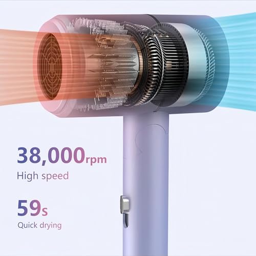 Foldable Ionic Hair Dryer with Diffuser, 800W Fast Drying Blow Dryer, 38000 RPM, Lightweight, Pink Blue, for Home & Travel (Pink Blue) - Image 3
