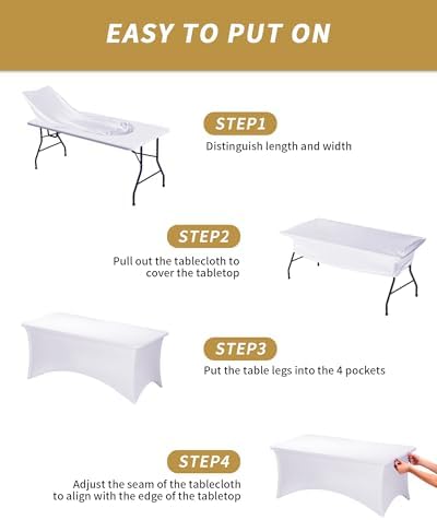 Fixwal 2 Pack 6FT White Tablecloth Rectangle Spandex Fitted Table Cover - Image 5
