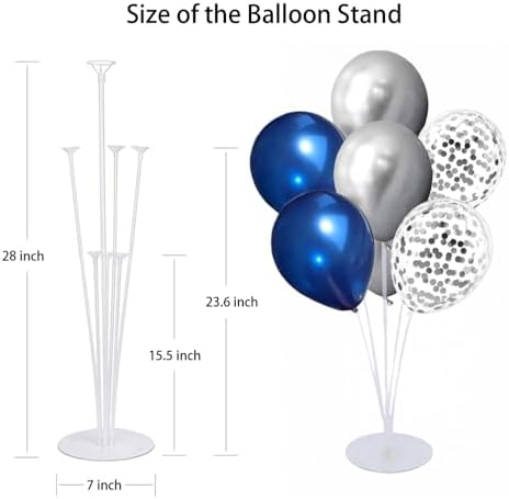6 Set Balloon Stand Kit for Table Centerpieces With Balloon and Base Party Decorations for Birthday Wedding Retirement Graduation Baby Shower (Navy Silver) - Image 5