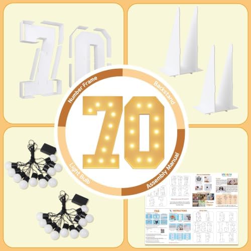 imprsv 70 Marquee Numbers, 4FT Light Up Numbers for 70th Birthday Decor - Image 5