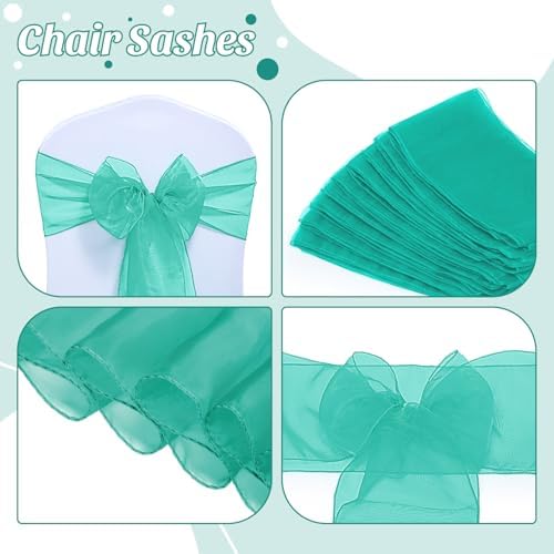 Pack of 75 Organza Chair Sashes for Wedding & Event Décor – Emerald Green - Image 4