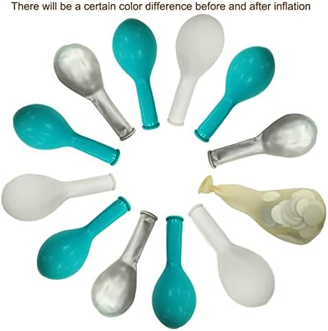Teal Blue Silver Balloons, 50Pcs 12Inch Teal and Silver Balloons Turquoise Blue White Silver Confetti Latex Balloons for Birthday Baby Shower Party Decorations - Image 7