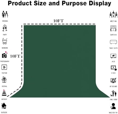 Dark Green Photography Backdrop for Photoshoot, Fabric 10x10ft - Image 3