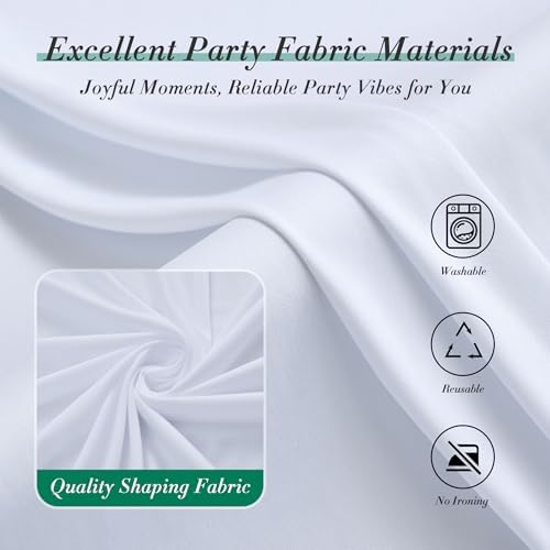 10 ft x 10 ft Wrinkle Free White Backdrop Curtains for Wedding Parties, Polyester Photography Backdrop Drapes for Birthday Parties Stage Backdrop Stand, 2 Panels 5x10FT Background Curtains - Image 4