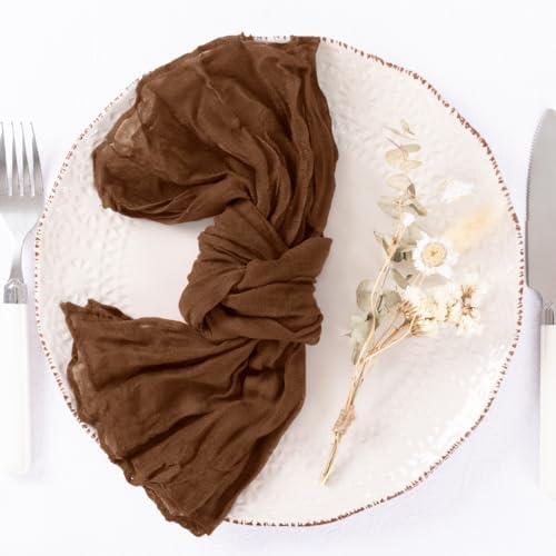 DeZerlor Brown Washable Cheesecloth Napkins Set of 12 for Wedding Party - Image 3