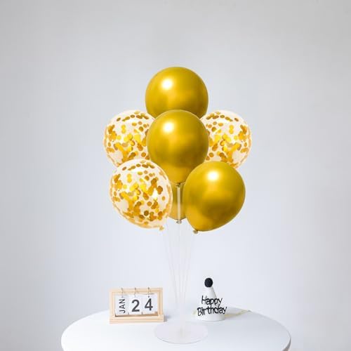 6 Set Balloon Stand Kit for Table Centerpieces With Balloon and Base Party Decorations for Birthday Wedding Retirement Graduation Baby Shower (Gold) - Image 2