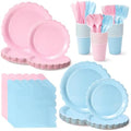 Vyntra 350 Pcs Pink and Blue Paper Plates and Napkins Party Supplies by PartyTablewareSupplies