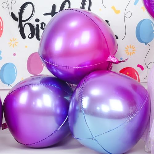 Gradient Purple Round Foil Balloons Birthday Prom Decor 22 Inch 6 Pcs - Image 5
