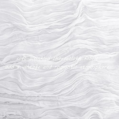 35x72 Inch White Cheesecloth Table Runner Boho Wedding Party Home Decor - Image 3