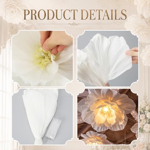 15.7 Inch Peony Lanterns with LED Lights, 6 Pack Hanging Flower Decor - Image 4