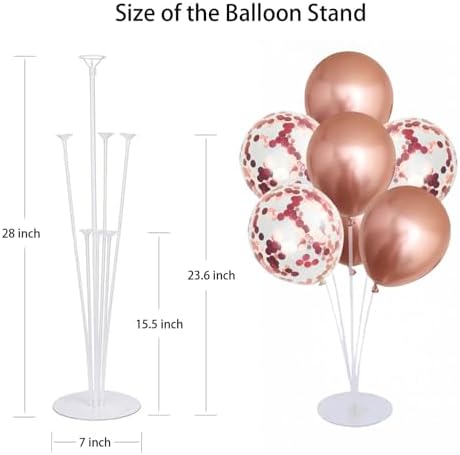 6 Set Balloon Stand Kit for Table Centerpieces With Balloon and Base Party Decorations for Birthday Wedding Retirement Graduation Baby Shower (Rose Gold) - Image 5